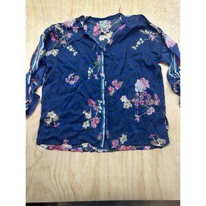 Johnny Was Blouse Top Shirt Women’s Medium Cupra Rayon Floral Boho Tunic Whimsy